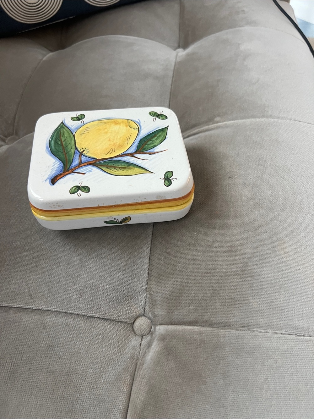 Hand-Painted Lemon Ceramic Trinket Box